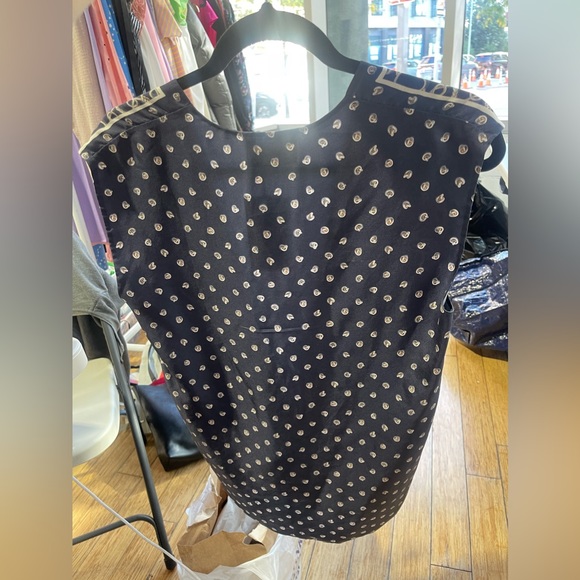 3.1 Phillip Lim Navy Silk Crossover Tank with Chainlink Print - Picture 4 of 4